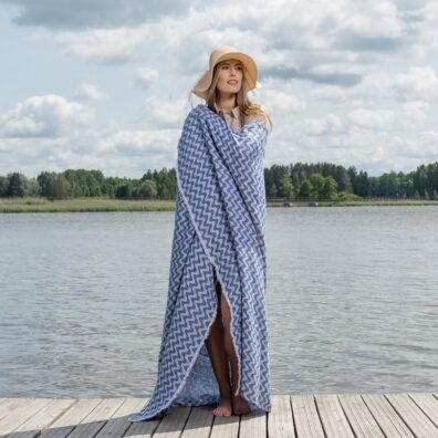 CROATIA lin strandhåndkle blå