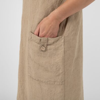 MAROCCO lysebrun linkjole, store lommer foran dekorert med striper og knapper