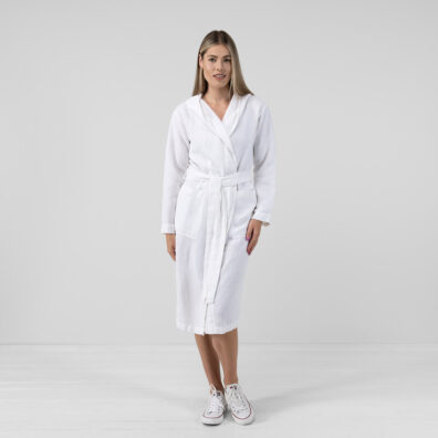 KORE halvlin hvitt morgenkåpe