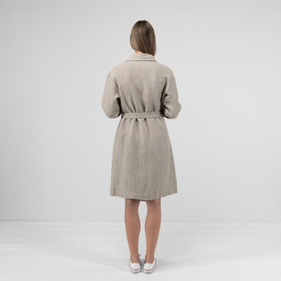 Halvlin beige morgenkåpe i "vaffel" mønster