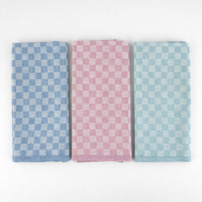 Kjøkken håndklær sett av rutete halvlin stoff 3 håndklær