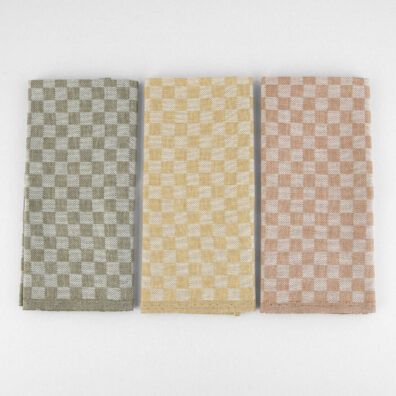 Kjøkken håndklær sett av rutete halvlin stoff