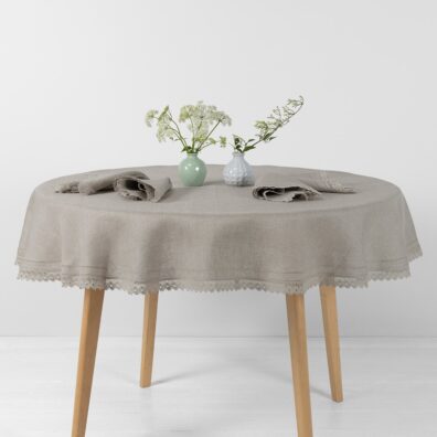 NORA rund (oval) naturlig grå linduk