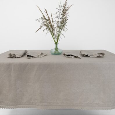 NORA naturlig grå mønstret linduk
