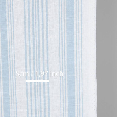 Håndkle lin / bomullsstoff med vertikale melkehvite og lyseblå striper