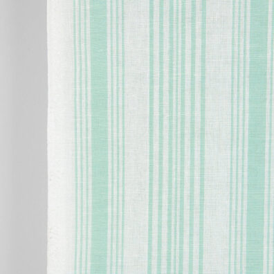 Håndkle lin-bomullsstoff med lysegrønne striper, 50cm bredt