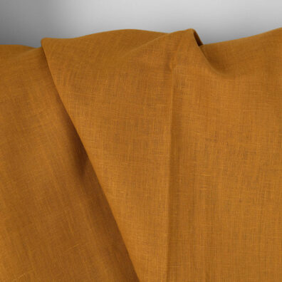 Linstoff mørk sennepsfarget for sying klær, hjemmetekstiler