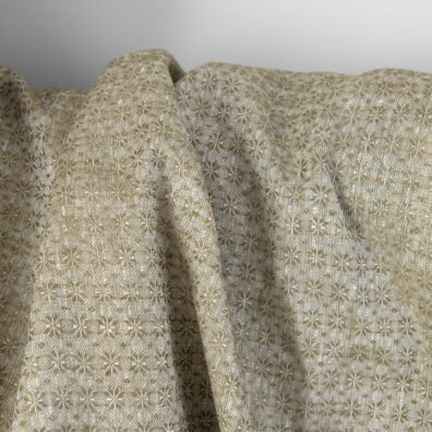 Grønt linstoff med blomstermønster