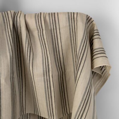 Linstoff beige med grå striper