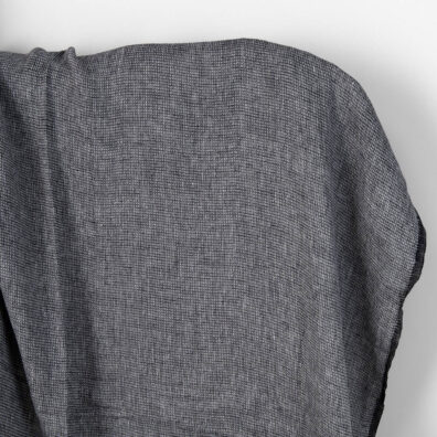 ”Vaffel” linstoff svart-hvitt vasket