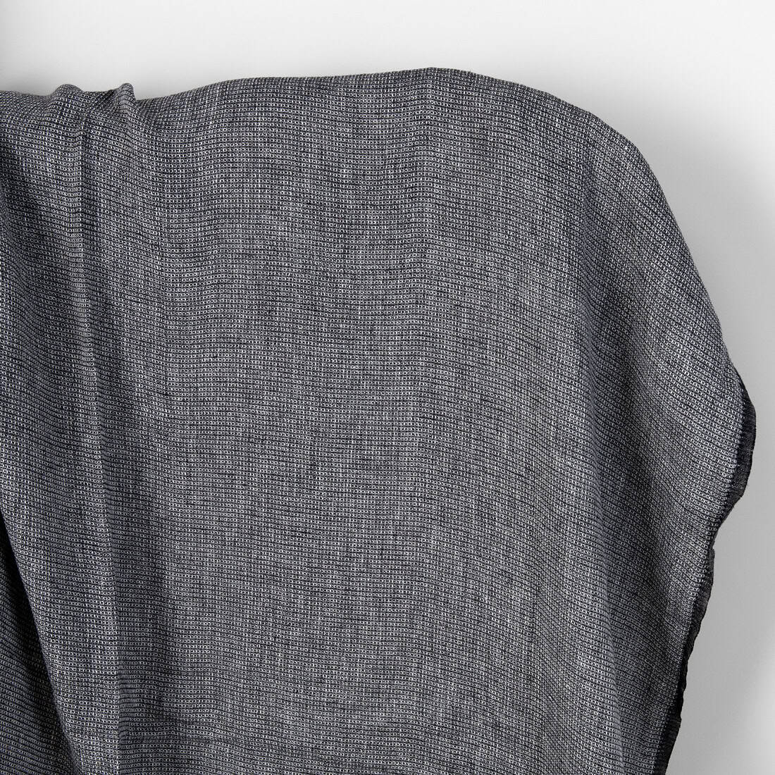 ”Vaffel” linstoff svart-hvitt vasket