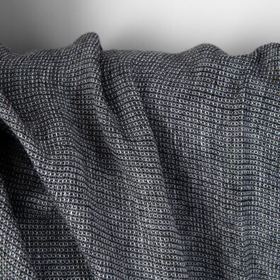 ”Vaffel” linstoff svart-hvitt melert vasket