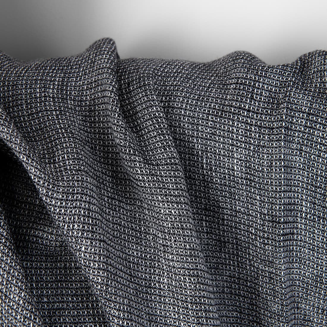 ”Vaffel” linstoff svart-hvitt melert vasket