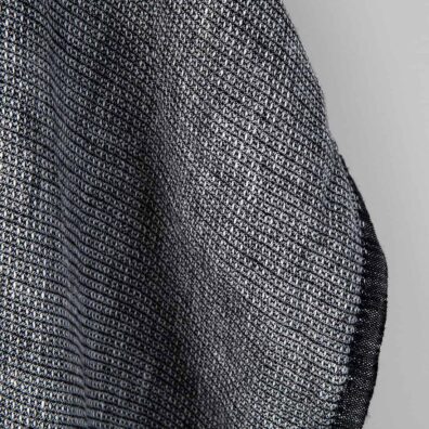 ”Vaffel” linstoff svart-hvitt melert vasket, mykt, skånsomt