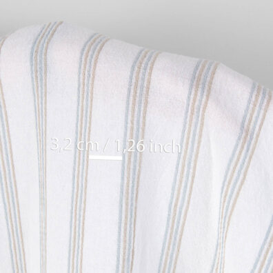 Lin-bomull stoff knall hvitt stripete vasket 270cm bredt