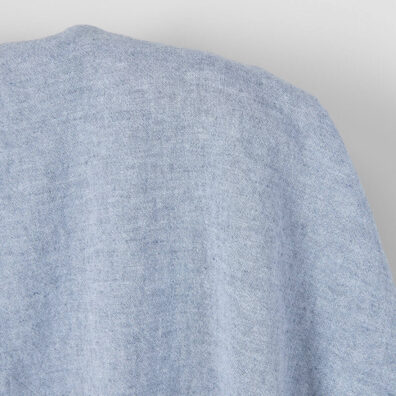 Halvlin stoff blått-hvitt vasket 285cm bredt