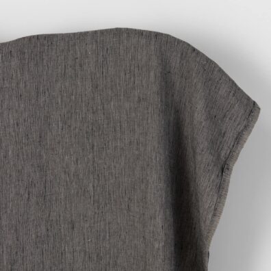 Vasket linstoff naturgrå-svart melert