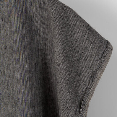 Vasket linstoff naturgrå-svart melert mykt, skånsomt