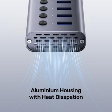 UNITEK H1314A01-EU interface hub USB Type-C 5000 Mbit/s Grå