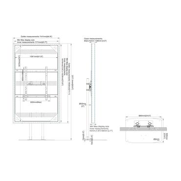 Multibrackets M Pro Series st&auml;ll - f&ouml;r LCD-display - dubbelpol, h&ouml;lje - svart