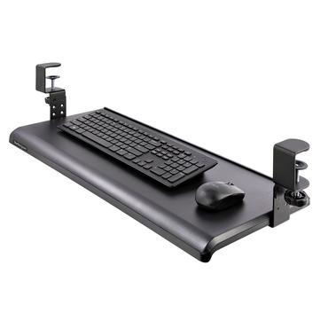 StarTech.com Under-Desk Keyboard Tray, Clamp-on Keyboard Holder, Supports up to 12kg (26.5lb), Sliding Keyboard and Mouse Drawer with C-Clamps, Height Adjustable Keyboard Tray - Black - Ergonomic Keyboard Tray (KEYBOARD-TRAY-CLAMP1) - tangentbordsfack