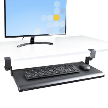 StarTech.com Under-Desk Keyboard Tray, Clamp-on Keyboard Holder, Supports up to 12kg (26.5lb), Sliding Keyboard and Mouse Drawer with C-Clamps, Height Adjustable Keyboard Tray - Black - Ergonomic Keyboard Tray (KEYBOARD-TRAY-CLAMP1) - tangentbordsfack
