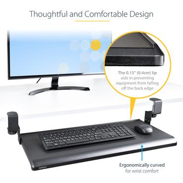 StarTech.com Under-Desk Keyboard Tray, Clamp-on Keyboard Holder, Supports up to 12kg (26.5lb), Sliding Keyboard and Mouse Drawer with C-Clamps, Height Adjustable Keyboard Tray - Black - Ergonomic Keyboard Tray (KEYBOARD-TRAY-CLAMP1) - tangentbordsfack