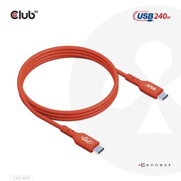Club 3D - USB typ C-kabel - 24 pin USB-C till 24 pin USB-C - 1 m