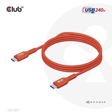 Club 3D - USB typ C-kabel - 24 pin USB-C till 24 pin USB-C - 1 m