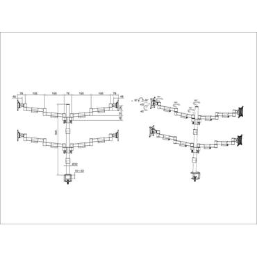 Multibrackets M VESA Deskmount Officeline Quad B2B monteringssats - f&ouml;r 4 LCD-bildsk&auml;rmar - vit