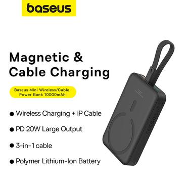Baseus Magnetic Mini 10000 mAh Trådløs opladning Sort