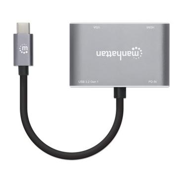 Manhattan 130691 dockingstation Ledningsført USB 3.2 Gen 1 (3.1 Gen 1) Type-C Grå
