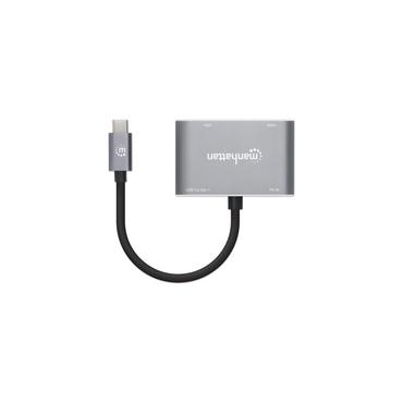Manhattan 130691 dockingstation Ledningsført USB 3.2 Gen 1 (3.1 Gen 1) Type-C Grå