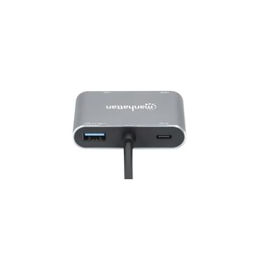 Manhattan 130691 dockingstation Ledningsført USB 3.2 Gen 1 (3.1 Gen 1) Type-C Grå