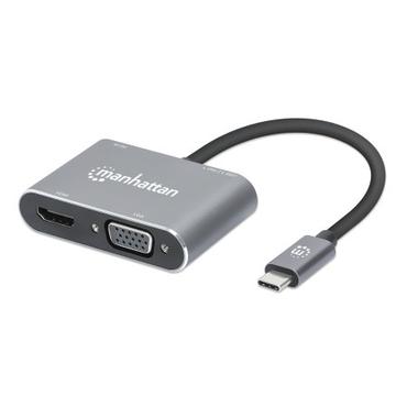 Manhattan 130691 dockingstation Ledningsført USB 3.2 Gen 1 (3.1 Gen 1) Type-C Grå
