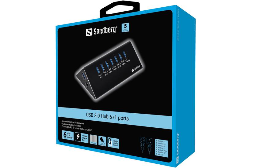 Sandberg USB 3.0 Hub 7 ports - hubb - 7 portar