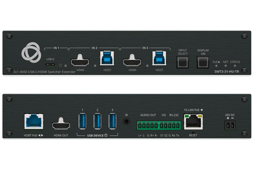 Kramer SWT3-31-HU-TR - 3x1 4K60 USB–C/HDMI Switcher Extender