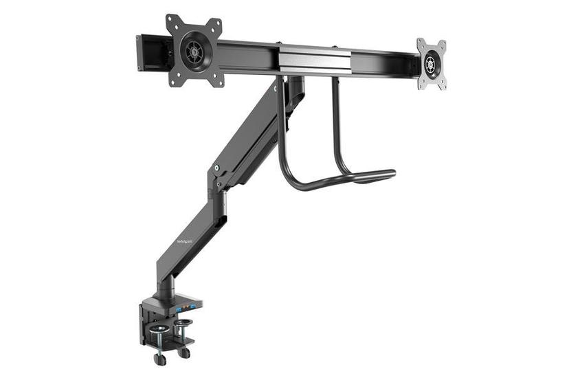 StarTech.com Desk Mount Dual Monitor Arm with USB & Audio, Slim Full Motion Adjustable Dual Monitor VESA Mount for 32" Displays (8kg/screen), Ergonomic Articulating, Desk Clamp or Grommet - One-touch Adjustment (ARMSLIMDUAL2USB3) monteringssats - justerbar arm - för 2 monitorer