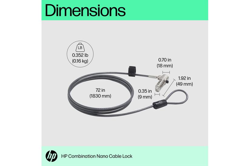 HP Nano Combination Lock - l&aring;s f&ouml;r s&auml;kerhetskabel
