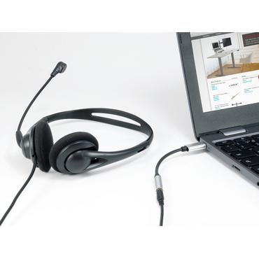 Equip 133474 kabel til mobiltelefon Sort, S&oslash;lv 0,15 m USB-C 3,5 mm