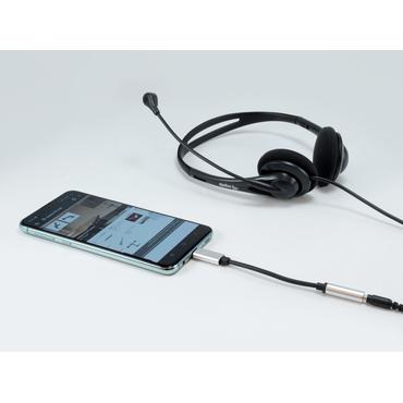 Equip 133474 kabel til mobiltelefon Sort, S&oslash;lv 0,15 m USB-C 3,5 mm