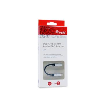 Equip 133474 kabel til mobiltelefon Sort, S&oslash;lv 0,15 m USB-C 3,5 mm