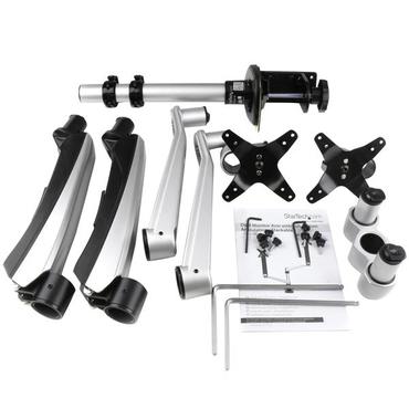 StarTech.com Desk Mount Dual Monitor Arm - Full Motion Articulating Arms - Premium Dual Monitor Stand - For up to 30" (19.8lb/9kg) VESA Mount Monitors - Tool-less Assembly - Steel & Aluminum monteringssats - fullst&auml;ndig r&ouml;relse - f&ouml;r LCD-display - svart, silver