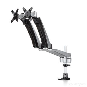 StarTech.com Desk Mount Dual Monitor Arm - Full Motion Articulating Arms - Premium Dual Monitor Stand - For up to 30" (19.8lb/9kg) VESA Mount Monitors - Tool-less Assembly - Steel & Aluminum monteringssats - fullst&auml;ndig r&ouml;relse - f&ouml;r LCD-display - svart, silver