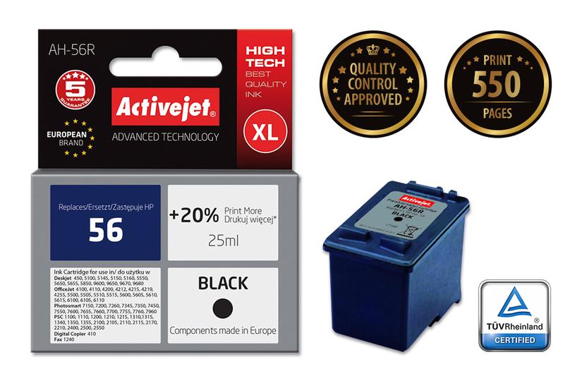 Activejet AH-56R-bl&aelig;k (erstatning HP 56 C6656A; Premium; 25 ml; sort)