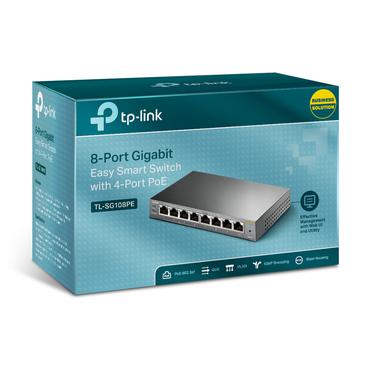 TP-Link TL-SG108PE Administreret L2 Gigabit Ethernet (10/100/1000) Strøm over Ethernet (PoE) Sort