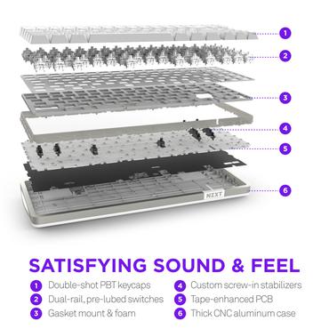 NZXT Function Elite - tangentbord TKL - QWERTZ - tysk - matt vit Inmatningsenhet