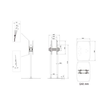 Multibrackets M Pro Dual Pole Floorbase B2B st&auml;ll - f&ouml;r 2 LCD-bildsk&auml;rmar - svart