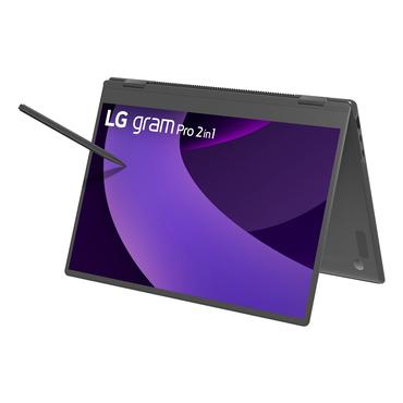 LG Gram Pro 16TB90TP Intel Core Ultra 7 255H Hybrid (2-i-1) 40,6 cm (16") Ber&oslash;ringssk&aelig;rm WQXGA+ 16 GB LPDDR5x-SDRAM 1 TB SSD Wi-Fi 7 (802.11be) Windows 11 Pro Tysk Sort