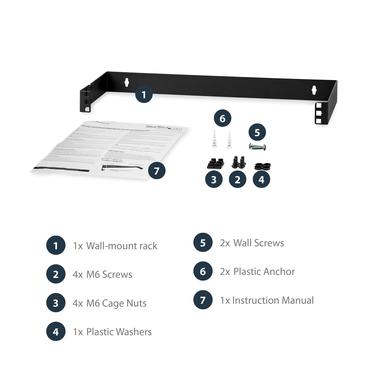 StarTech.com 1U Hinged Wall Mount Patch Panel Bracket - 4 inch Deep - 19" Patch Panel Swing Rack for Shallow Network Equipment- 17lbs (WALLMOUNTH1) - f&auml;ste f&ouml;r v&auml;ggmontering - 1U - 19"